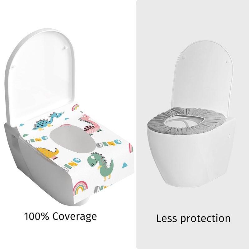 Young Time Dinosaur Toilet Seat Covers Disposable 60 Pack,Large Waterproof Potty Covers for Kids,Travel-Friendly Individual Packs,Perfect for Toddlers’ Potty Training in Public Restrooms - Image 3